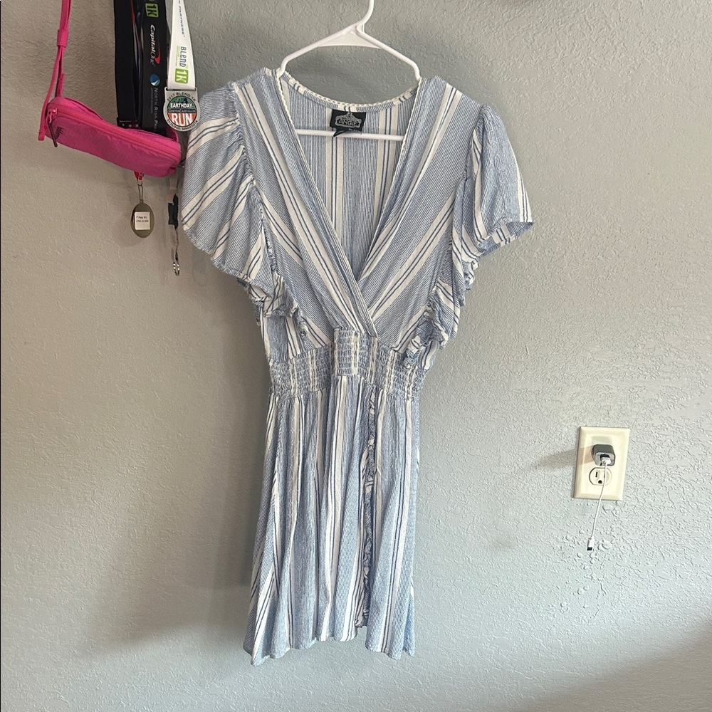 Angie Blue and White Striped Mini Dress